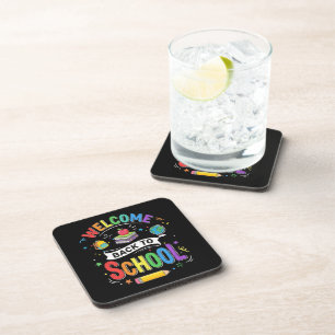 Welcome Back to School Kids Teacher First Day Beverage Coaster