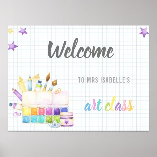 welcome back to school kindergarten art class cute poster