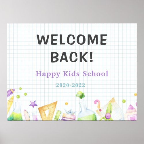 welcome back to school kindergarten kids cute  poster