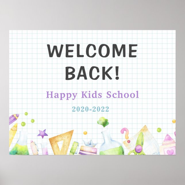 welcome back to school kindergarten kids cute  poster (Front)