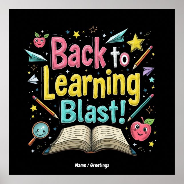 Welcome Back to School Learning Blast Kids Teacher Poster (Front)