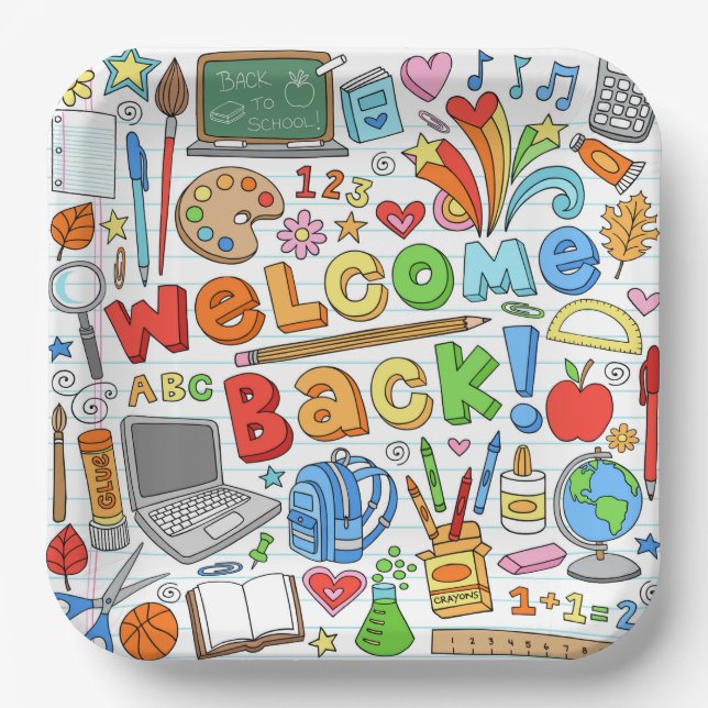 Welcome Back To School Paper Plates (Front)