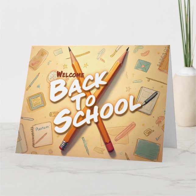Welcome Back to School – Pencil Art Design Card (Front)