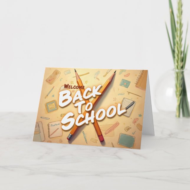 Welcome Back to School – Pencil Art Design Card (Front)