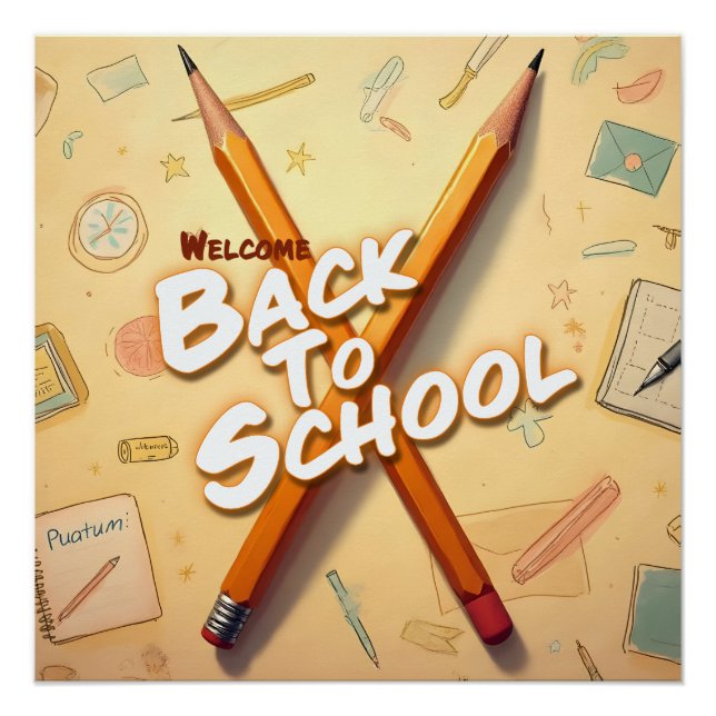 Welcome Back to School – Pencil Art Design Poster (Front)