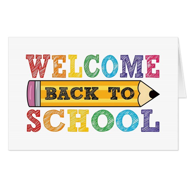 Welcome Back to School – Pencil Illustration Card (Front Horizontal)