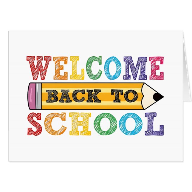 Welcome Back to School – Pencil Illustration Card (Front Horizontal)