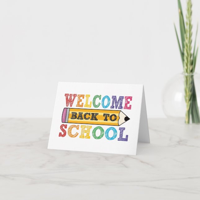 Welcome Back to School – Pencil Illustration Card (Front)