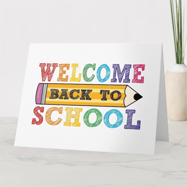 Welcome Back to School – Pencil Illustration Card (Front)