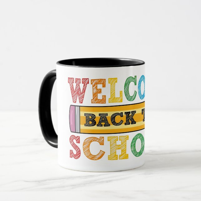 Welcome Back to School – Pencil Illustration Mug (Front Left)