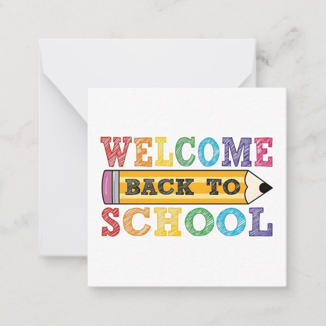 Welcome Back to School – Pencil Illustration Note Card (Front)