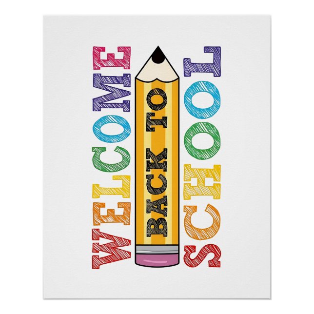 Welcome Back to School – Pencil Illustration Poster (Front)