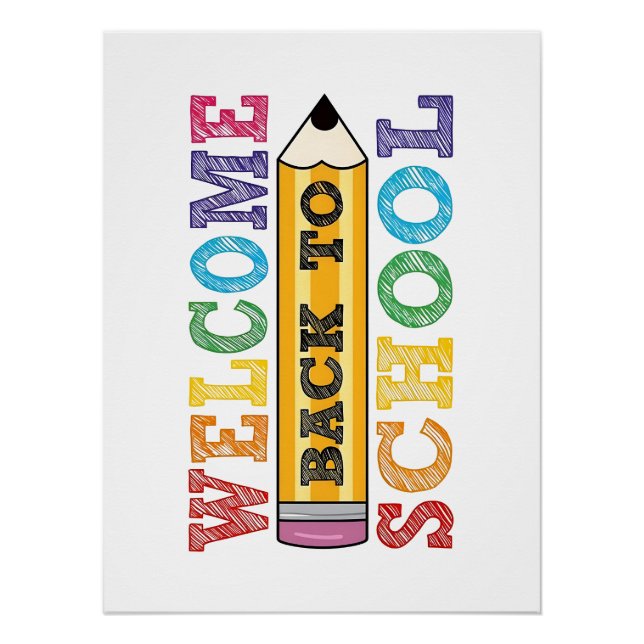 Welcome Back to School – Pencil Illustration Poster (Front)