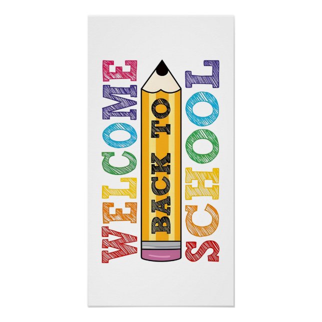 Welcome Back to School – Pencil Illustration Poster (Front)
