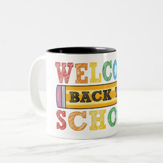 Welcome Back to School – Pencil Illustration Two-Tone Coffee Mug