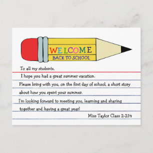 Welcome Back to School Pencil Postcard