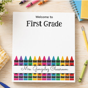 Welcome Back to School Rainbow Crayon Notepad