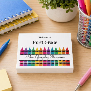 Welcome Back to School Rainbow Crayon  Post-it Notes