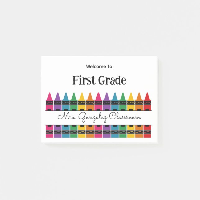 Welcome Back to School Rainbow Crayon  Post-it Notes (Front)