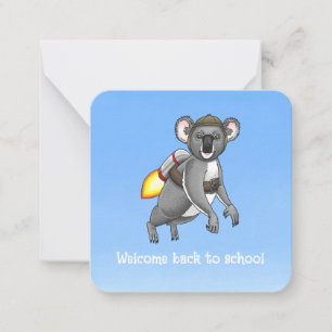 Welcome Back to School Rocket Koala Note Card
