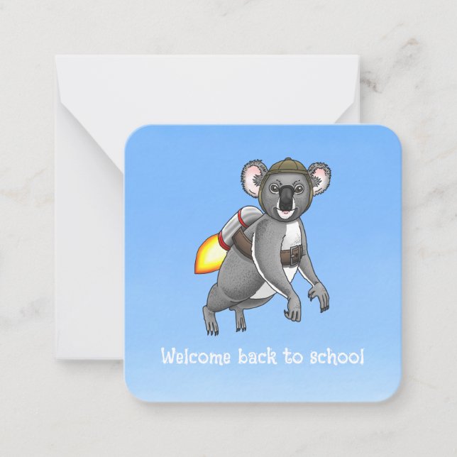 Welcome Back to School Rocket Koala Note Card (Front)