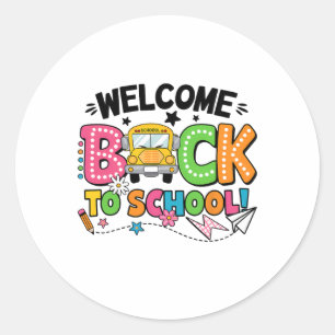 Welcome Back To School School Bus First Day Of Sch Classic Round Sticker