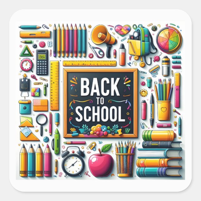 Welcome Back to School Square Sticker (Front)