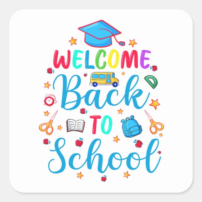 Welcome back to School Square Sticker (Front)