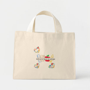 Welcome Back to School Supplies and Apple Illustra Mini Tote Bag