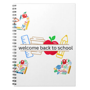 Welcome Back to School Supplies and Apple Illustra Notebook