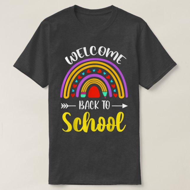Welcome Back to School Survival Math Quiz Rainbow  T-Shirt (Design Front)