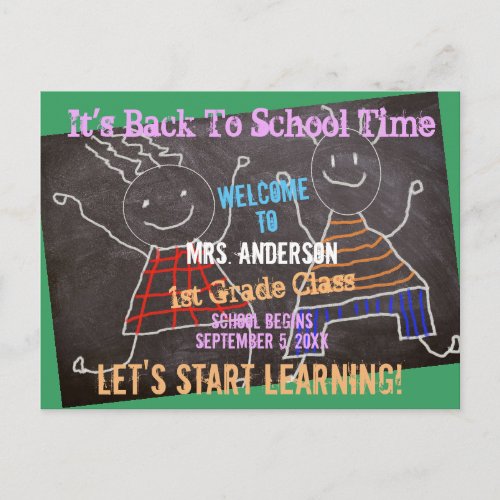 Welcome Back To School Teacher Add Name Postcard