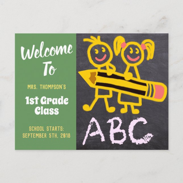 Welcome Back To School Teacher Chalkboard Letters Postcard (Front)