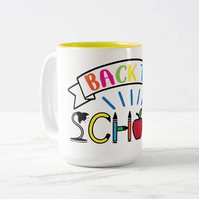 Welcome Back to School Teacher Life Two-Tone Coffee Mug (Front Left)