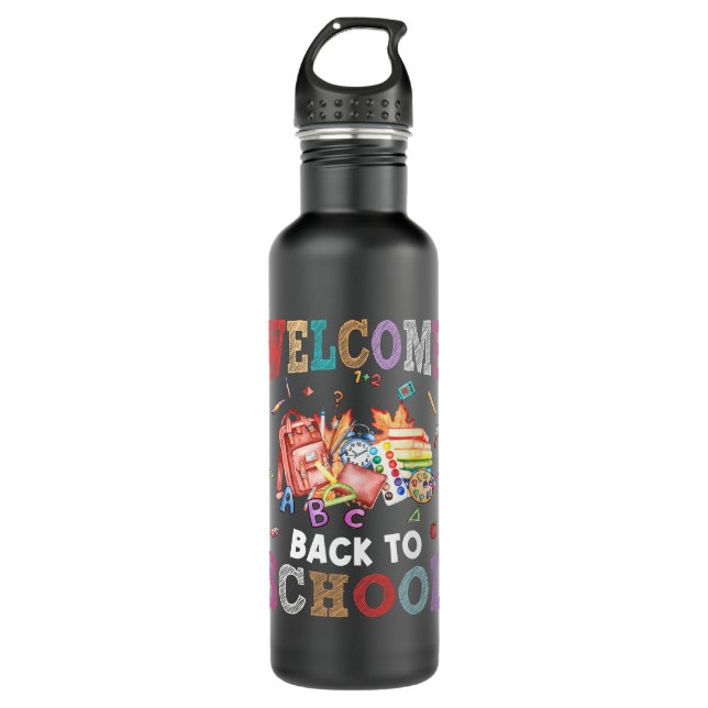 welcome back to school teacher stainless steel water bottle (Front)