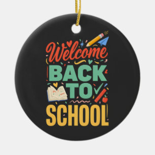 Welcome Back To School Teacher & Student Squad Ceramic Ornament
