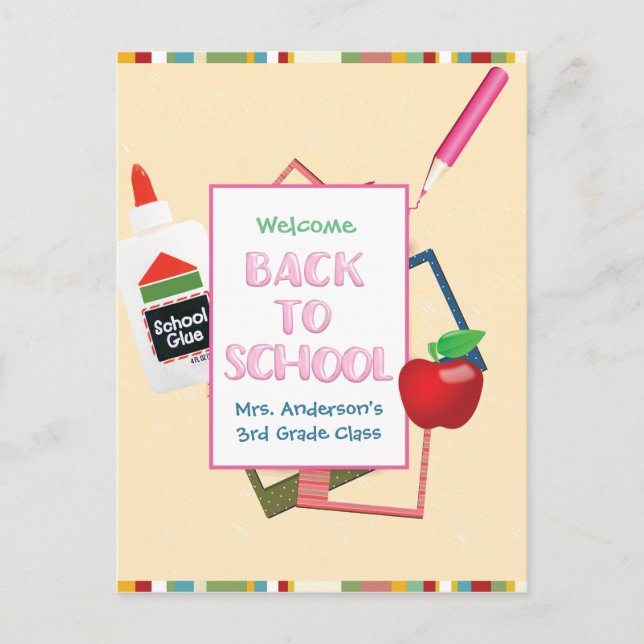 Welcome Back To School Typography Postcard (Front)