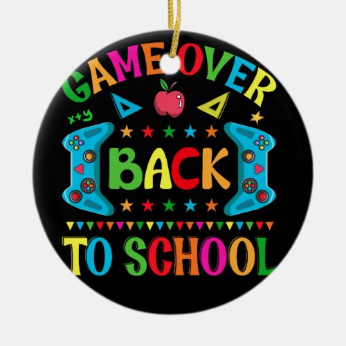 Welcome back to school typography t shirt design b ceramic ornament