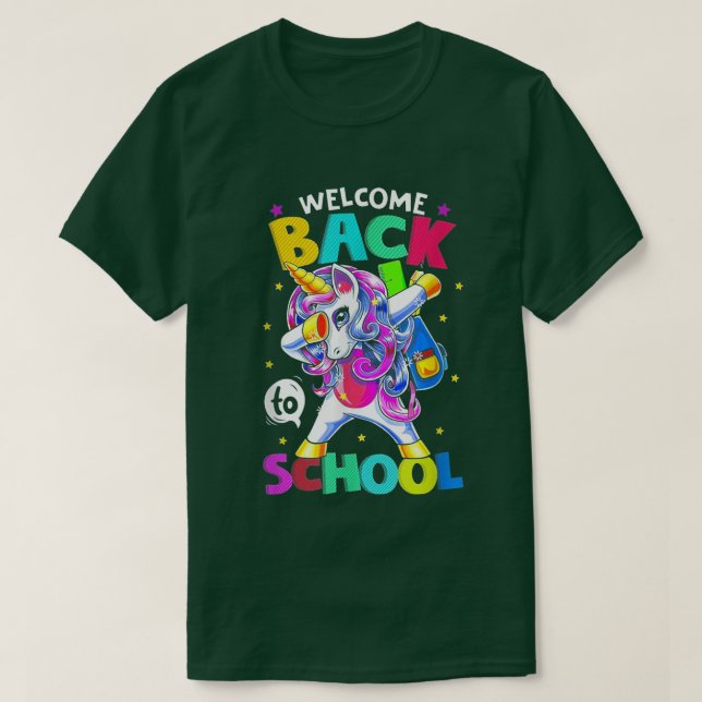 Welcome Back To School Unicorn Funny Teachers Stud T-Shirt (Design Front)