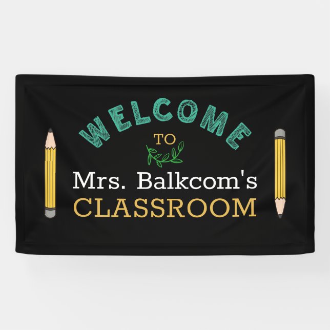 Welcome Back To School Yellow Pencils Banner (Horizontal)