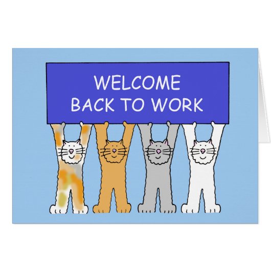 Welcome Back to Work Cartoon Cats Cards (Front Horizontal)