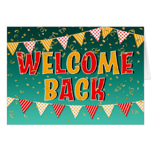 Welcome Back with Bunting and Confetti Cards