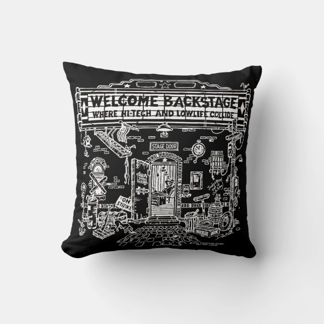 Welcome Backstage Throw Pillow (Front)