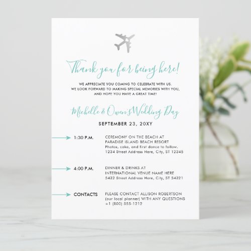 Welcome Bag Destination Wedding Itinerary