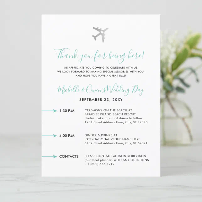 Welcome Bag Destination Wedding Itinerary | Zazzle