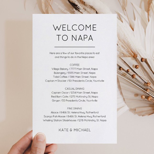 Welcome Bag Insert card (Wedding Welcome Bag Insert card)