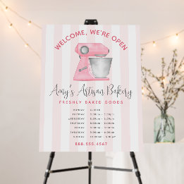Welcome Bakery Blush Pink Kitchen Mixer Stripes Foam Board
