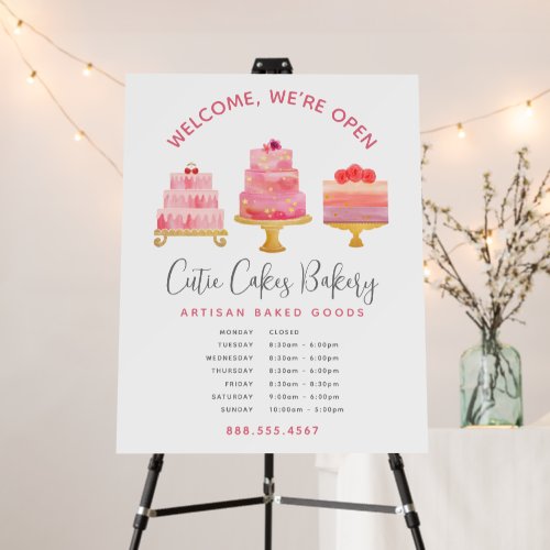 Welcome Bakery Business 3 Blush Pink Cake Desserts Foam Board