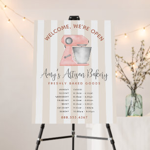 Welcome Bakery Pink Kitchen Mixer Beige Stripes Foam Board