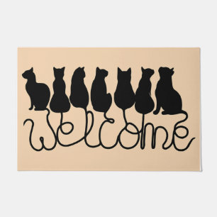 Welcome Balck Cats Mat, Cool Animal Doormat